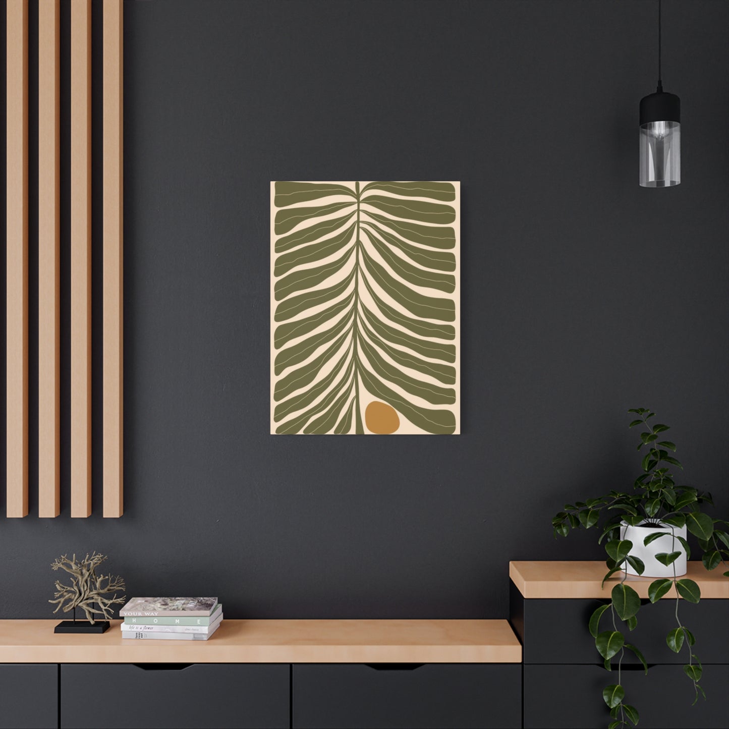 Olive Green Leaves Pattern Wall Art & Canvas Prints