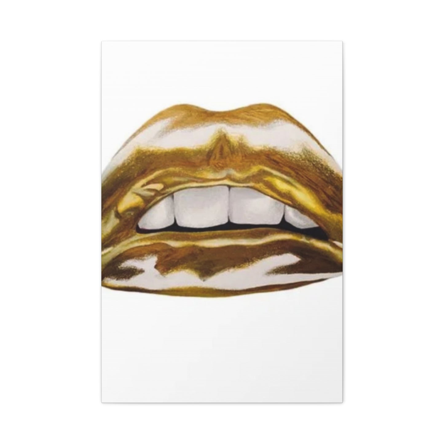 Golden Lips Abstract Painting Wall Art & Canvas Prints