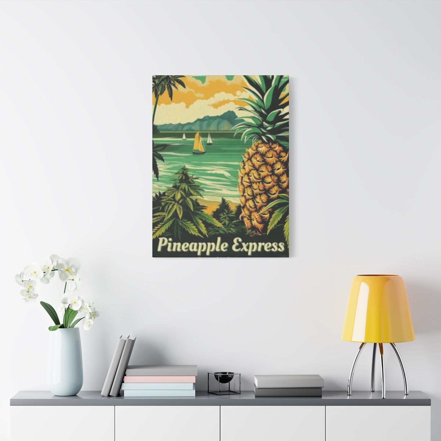 Pineapple On Beach Marijuana Wall Art & Canvas Prints