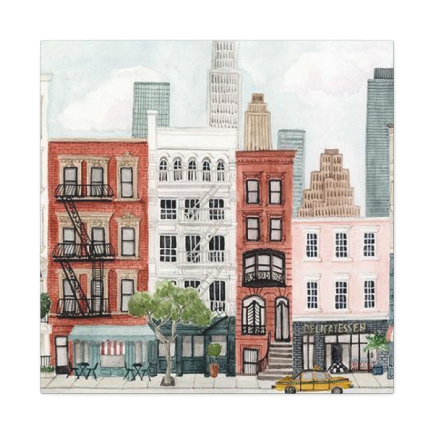 New York Buildings Drawing NYC Skylines Wall Art & Canvas Prints