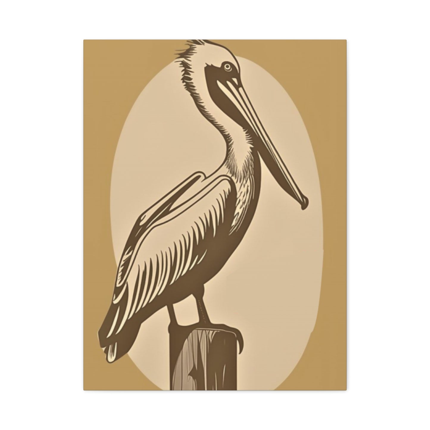 Long Beak Pelican Brown Painting Wall Art & Canvas Prints