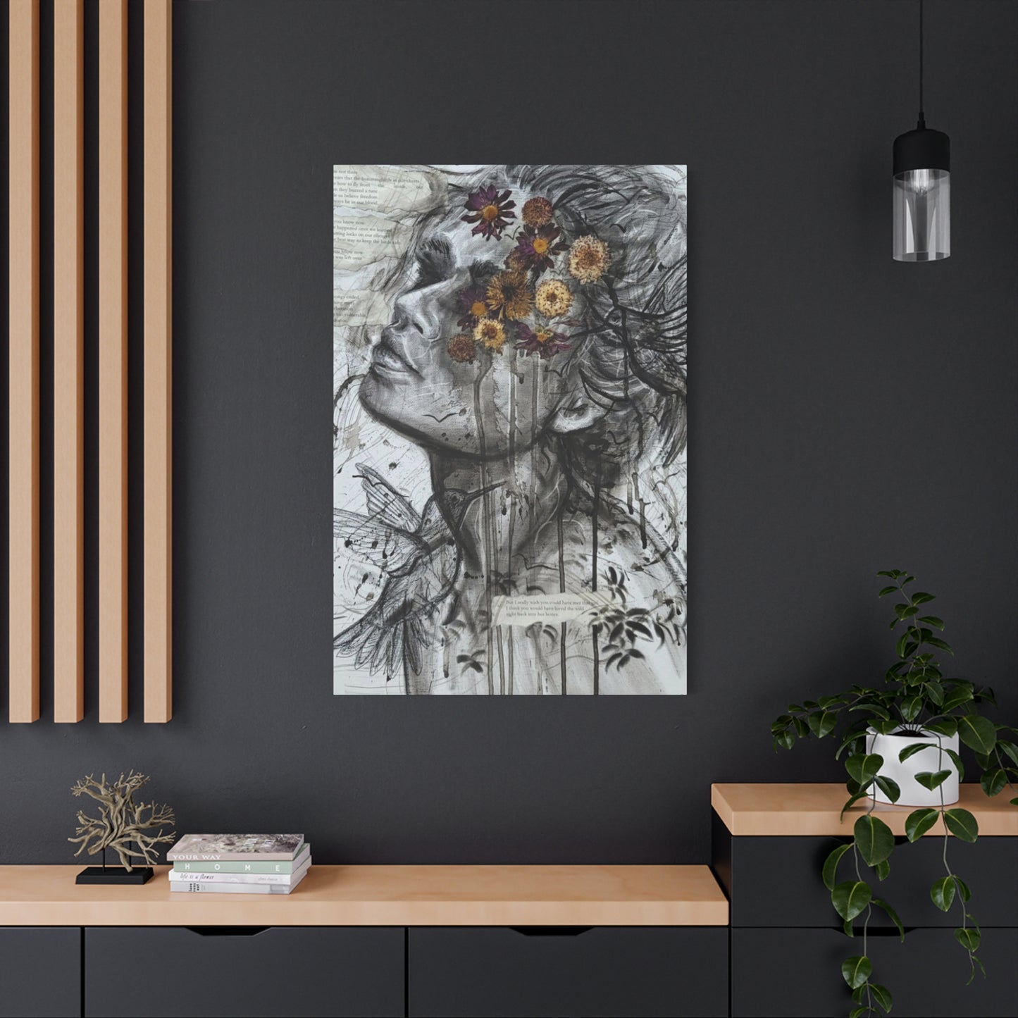 Girl And Flower Abstract Mixed Media Wall Art & Canvas Prints