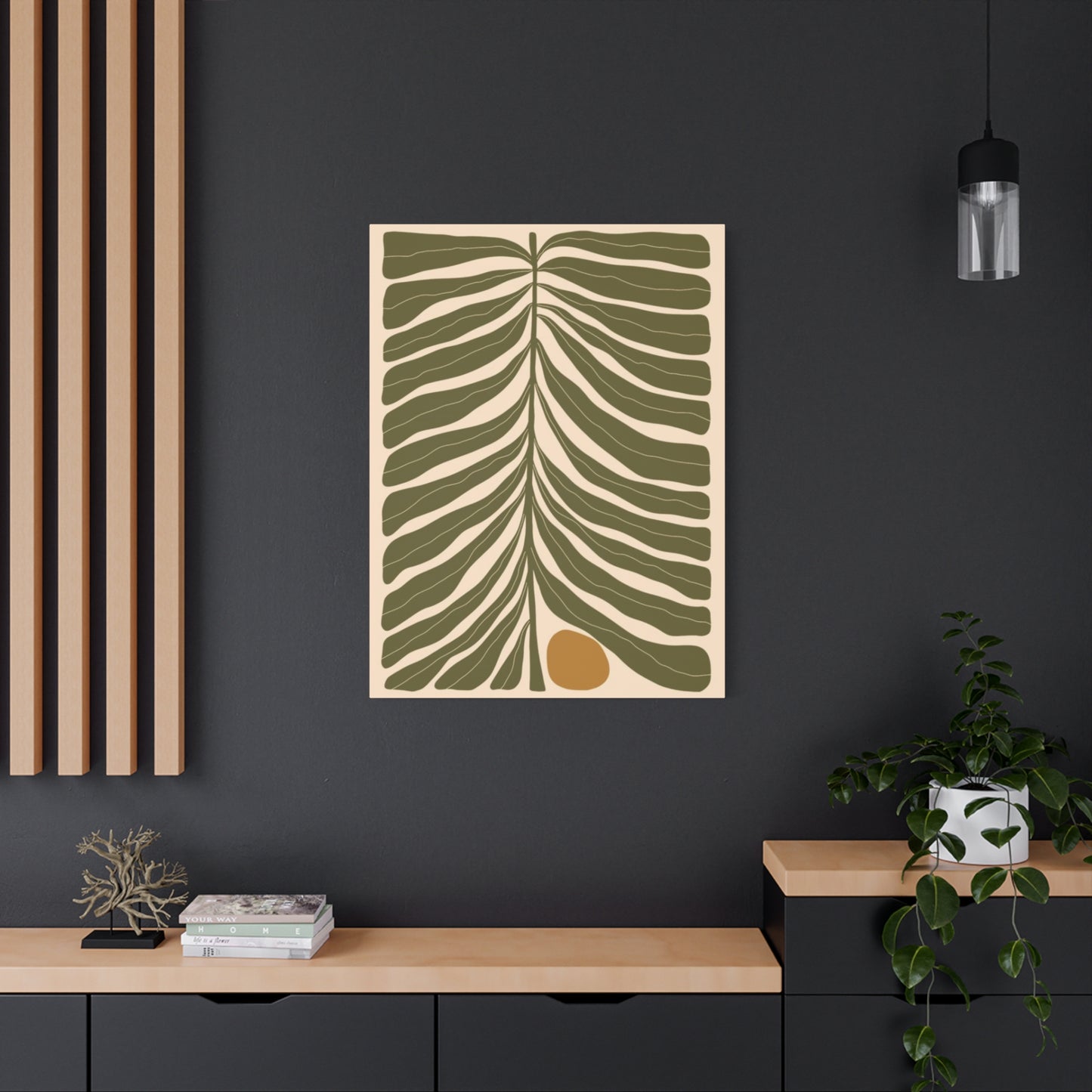 Olive Green Leaves Pattern Wall Art & Canvas Prints