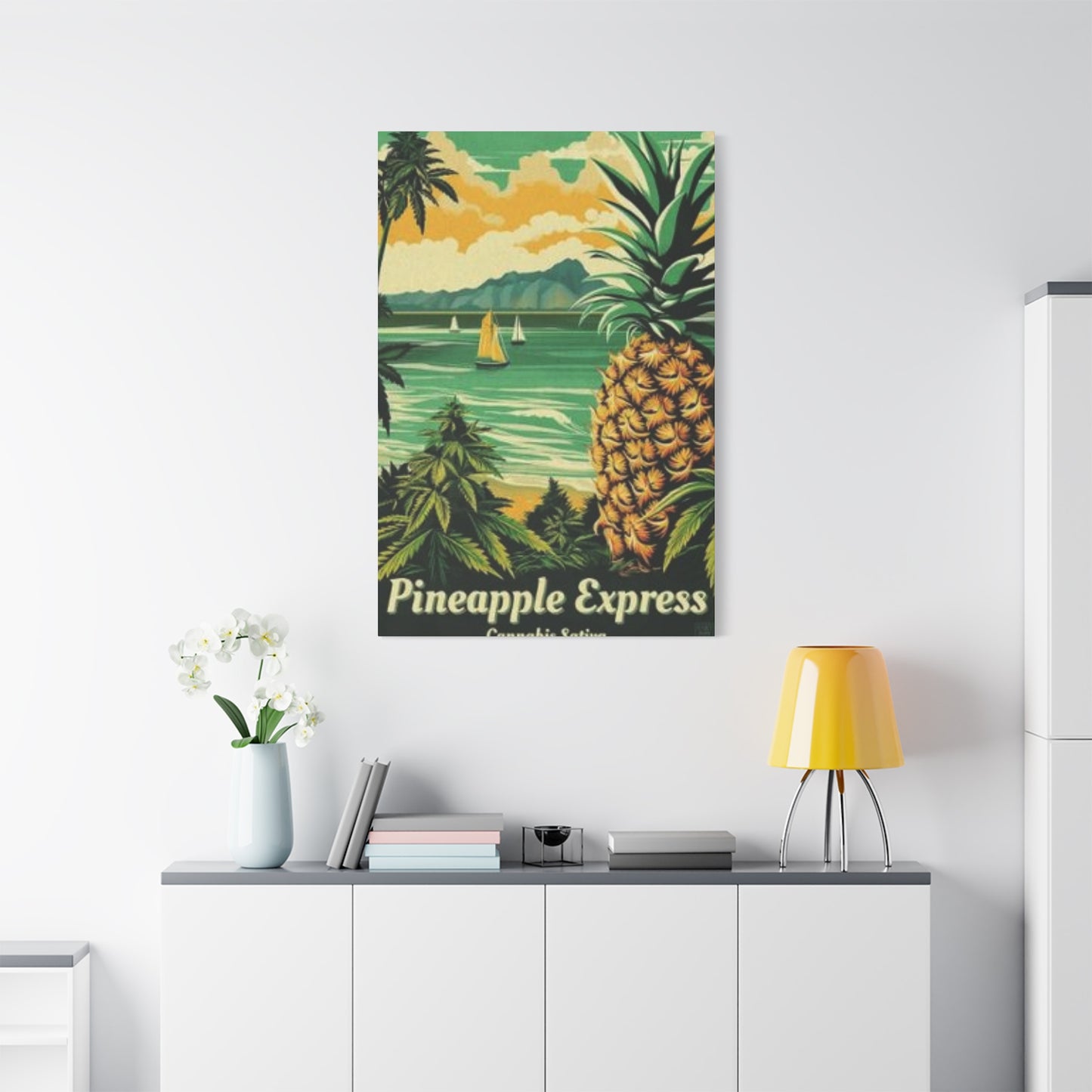 Pineapple On Beach Marijuana Wall Art & Canvas Prints