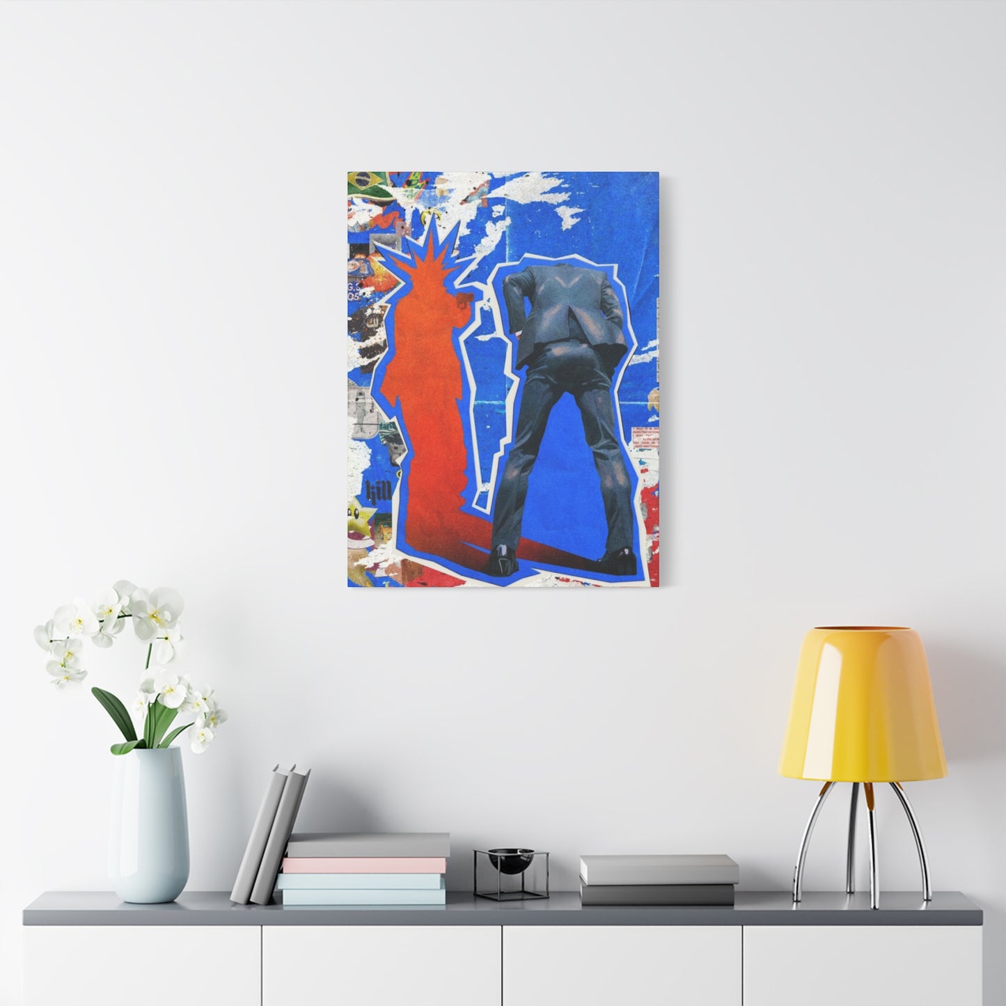 Suit Men Shadow Abstract Mixed Media Wall Art & Canvas Prints