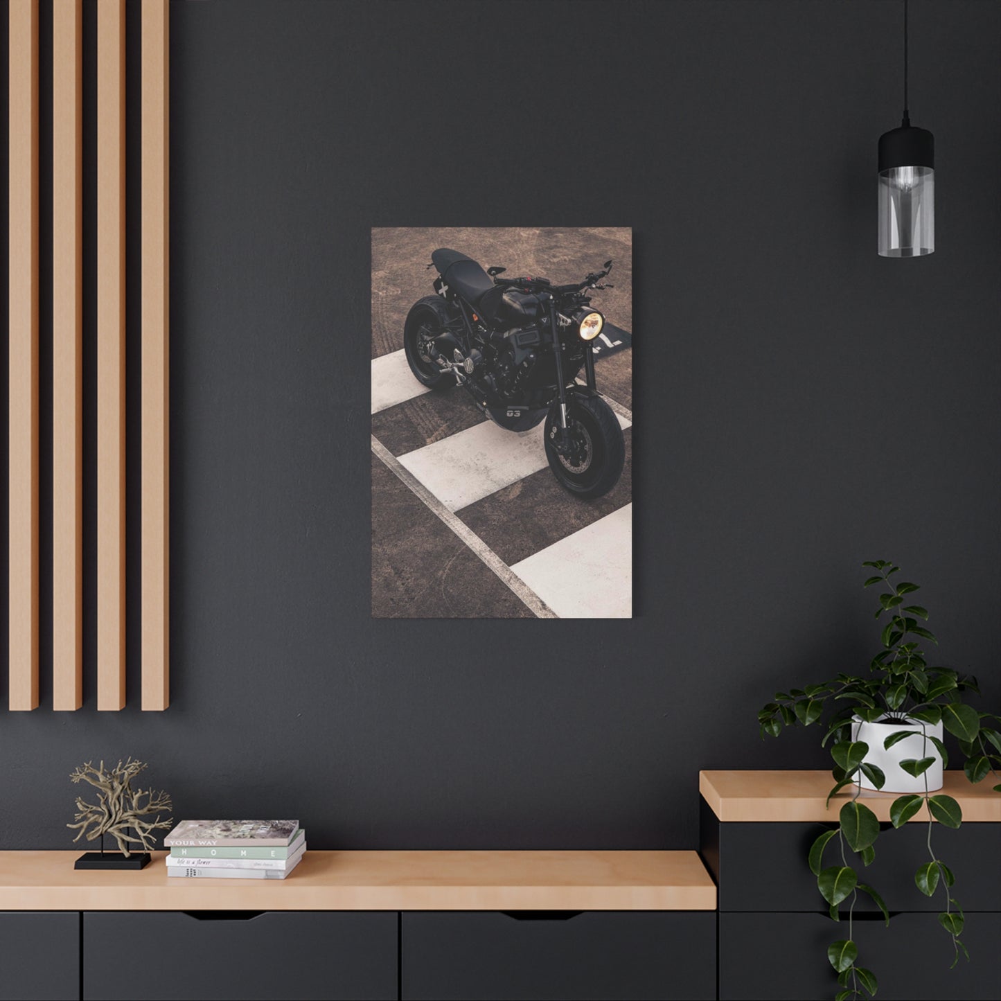 Black Cafe Racer Motorcycle Wall Art & Canvas Prints