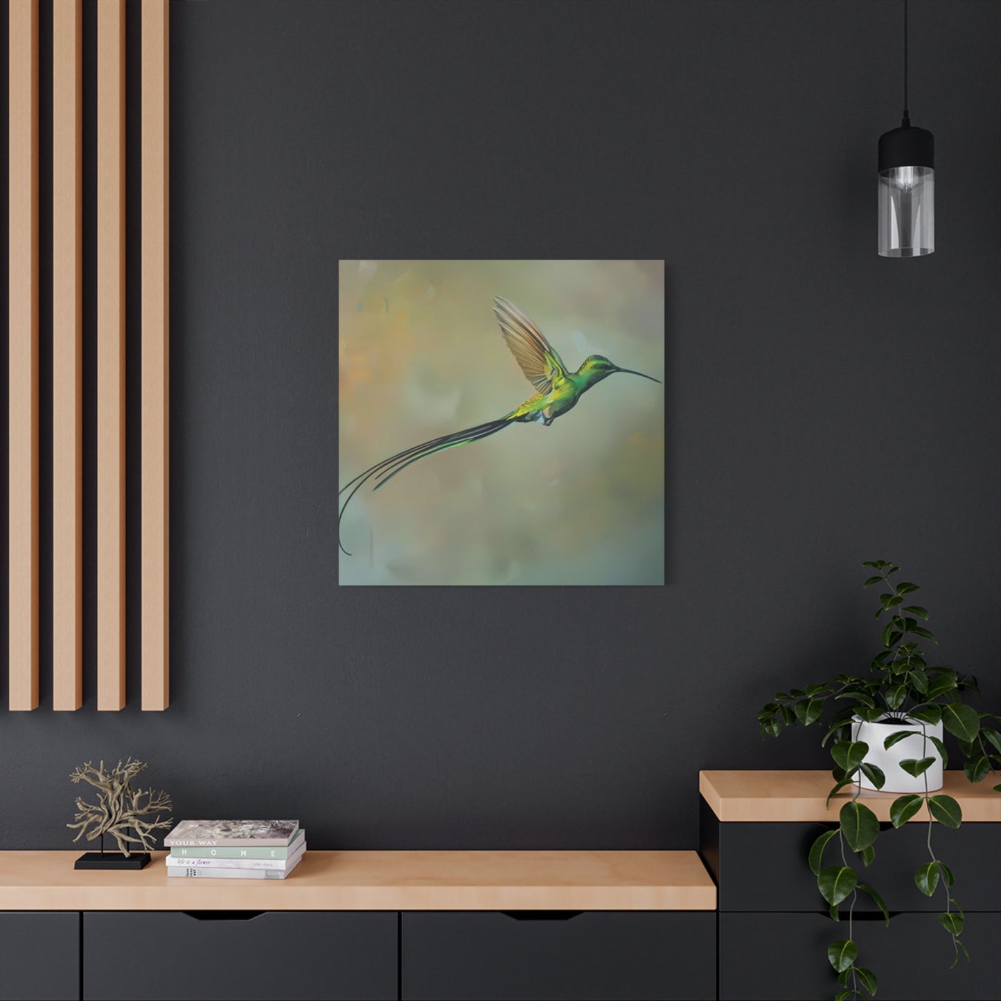 Long Tail Humming Bird Painting Wall Art & Canvas Prints