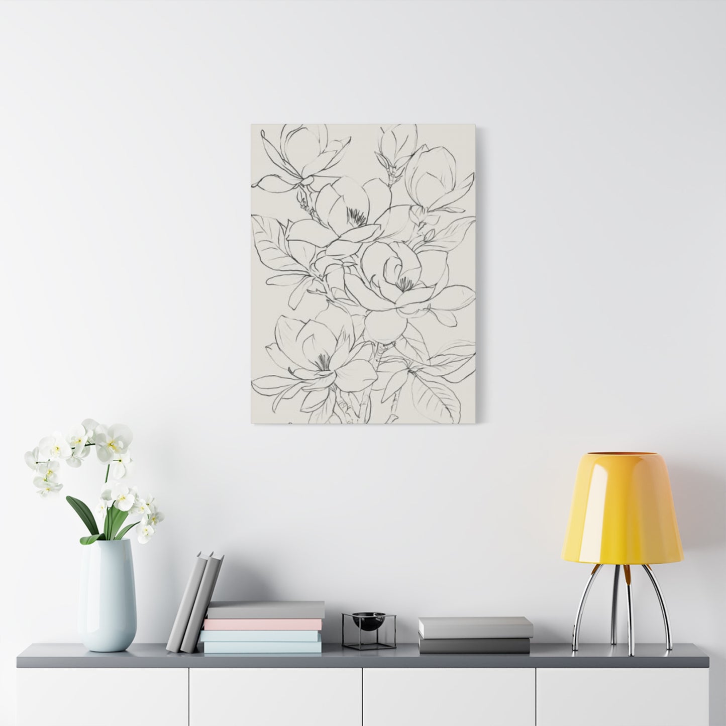 Magnolia Flower Sketch Wall Art & Canvas Prints