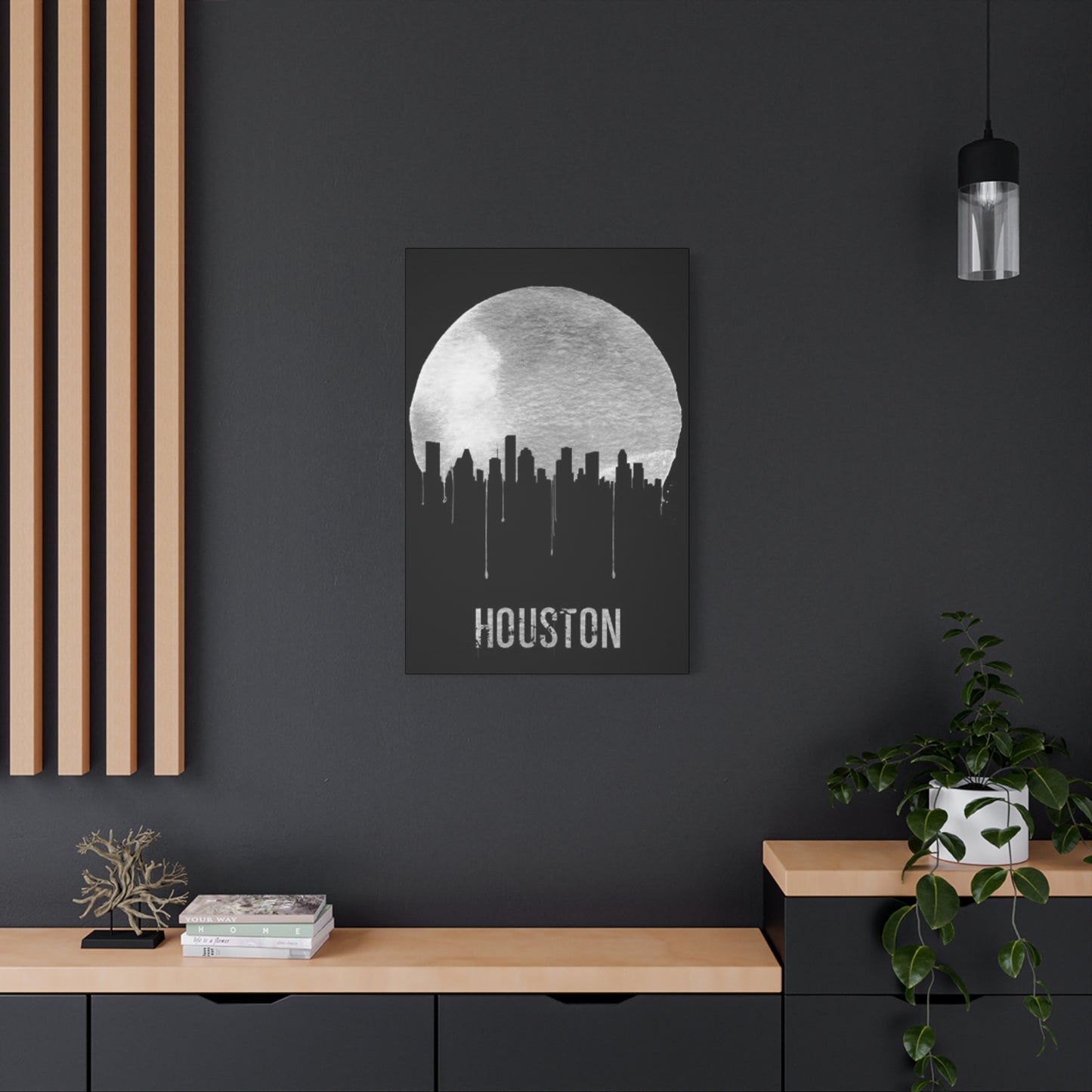 Aesthetic Full moon Houston Skyline Wall Art & Canvas Prints