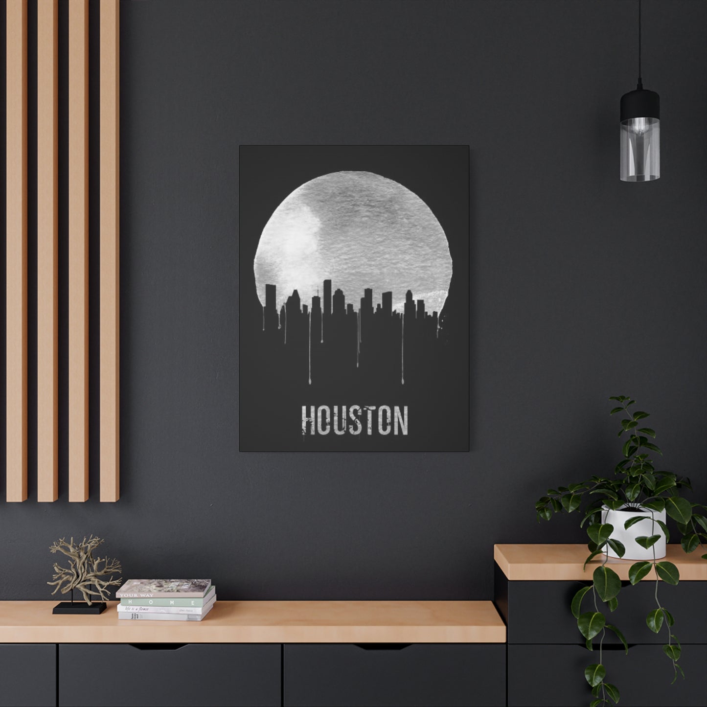 Aesthetic Full moon Houston Skyline Wall Art & Canvas Prints