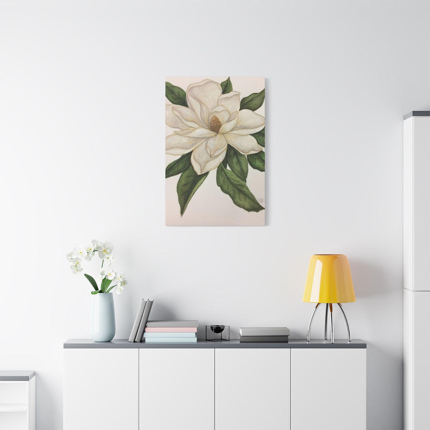 Beautiful White Magnolia Flower Drawing Wall Art & Canvas Prints