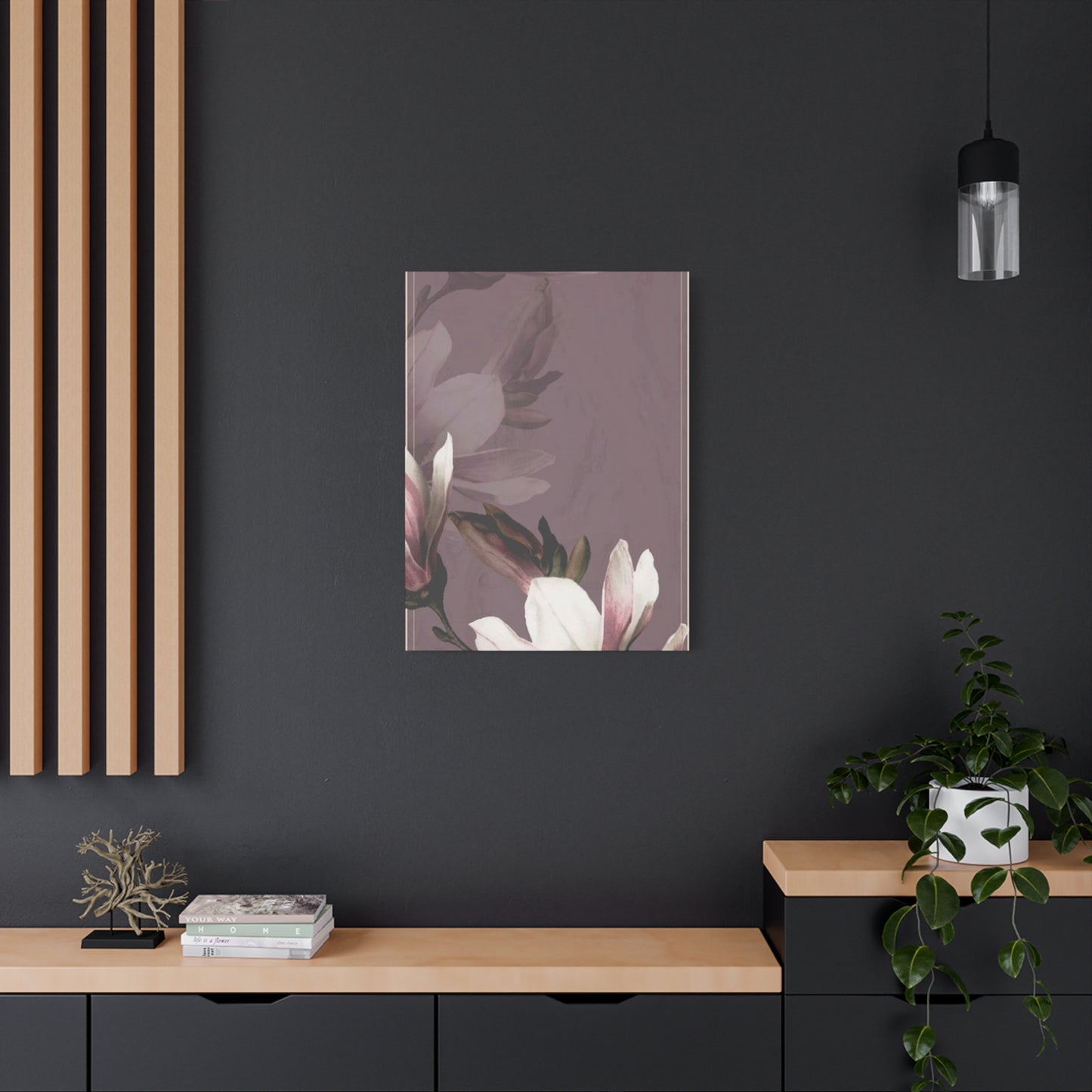 Purple Magnolia Flower with Painting Wall Art & Canvas Prints