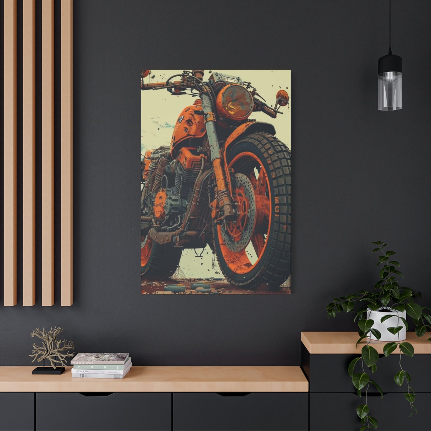 Orange Bike Poster Motorcycle Wall Art & Canvas Prints