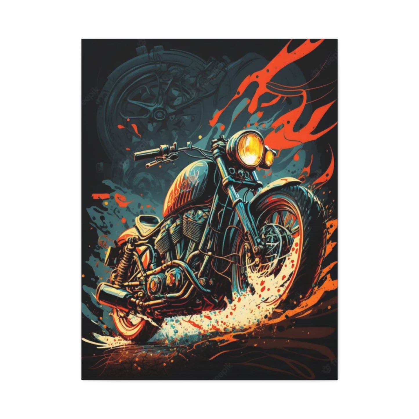 Black Ghost Rider Motorcycle Wall Art & Canvas Prints