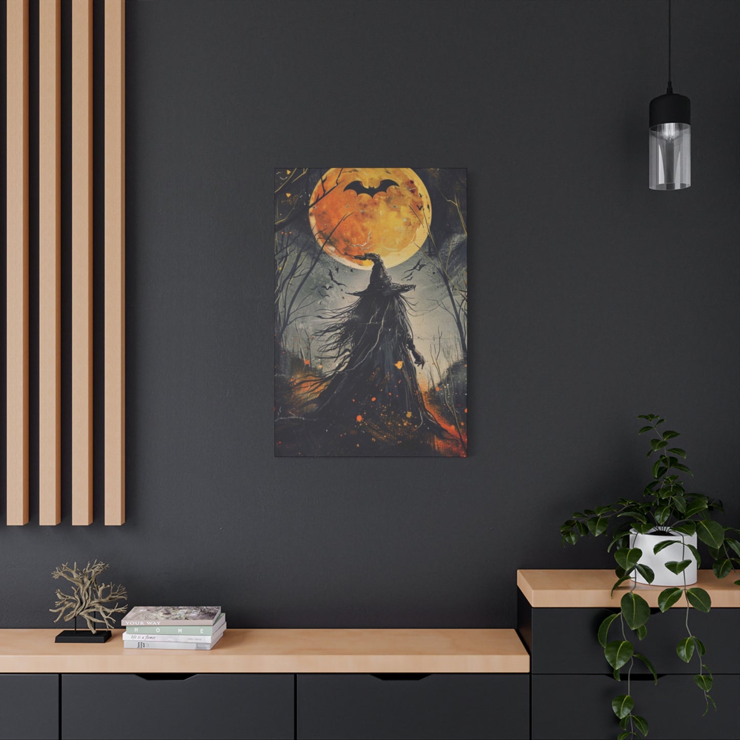 Full Moon Halloween Painting Wall Art & Canvas Prints