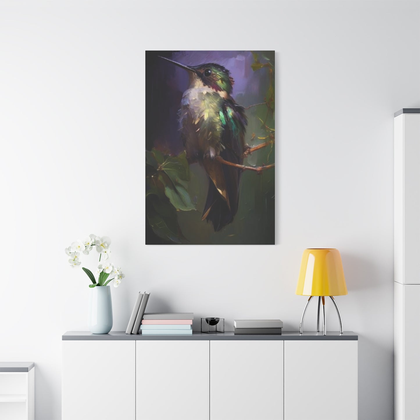 Humming Bird Closeup Painting Wall Art & Canvas Prints