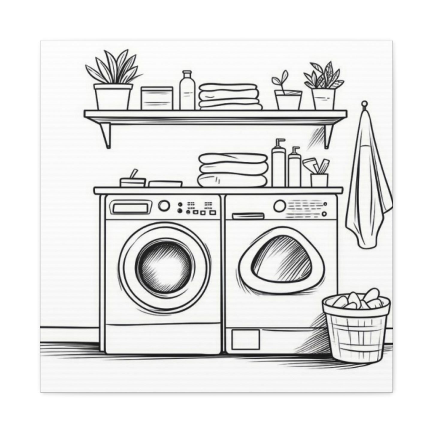 Washer Dryer Drawing Laundry Wall Art & Canvas Prints