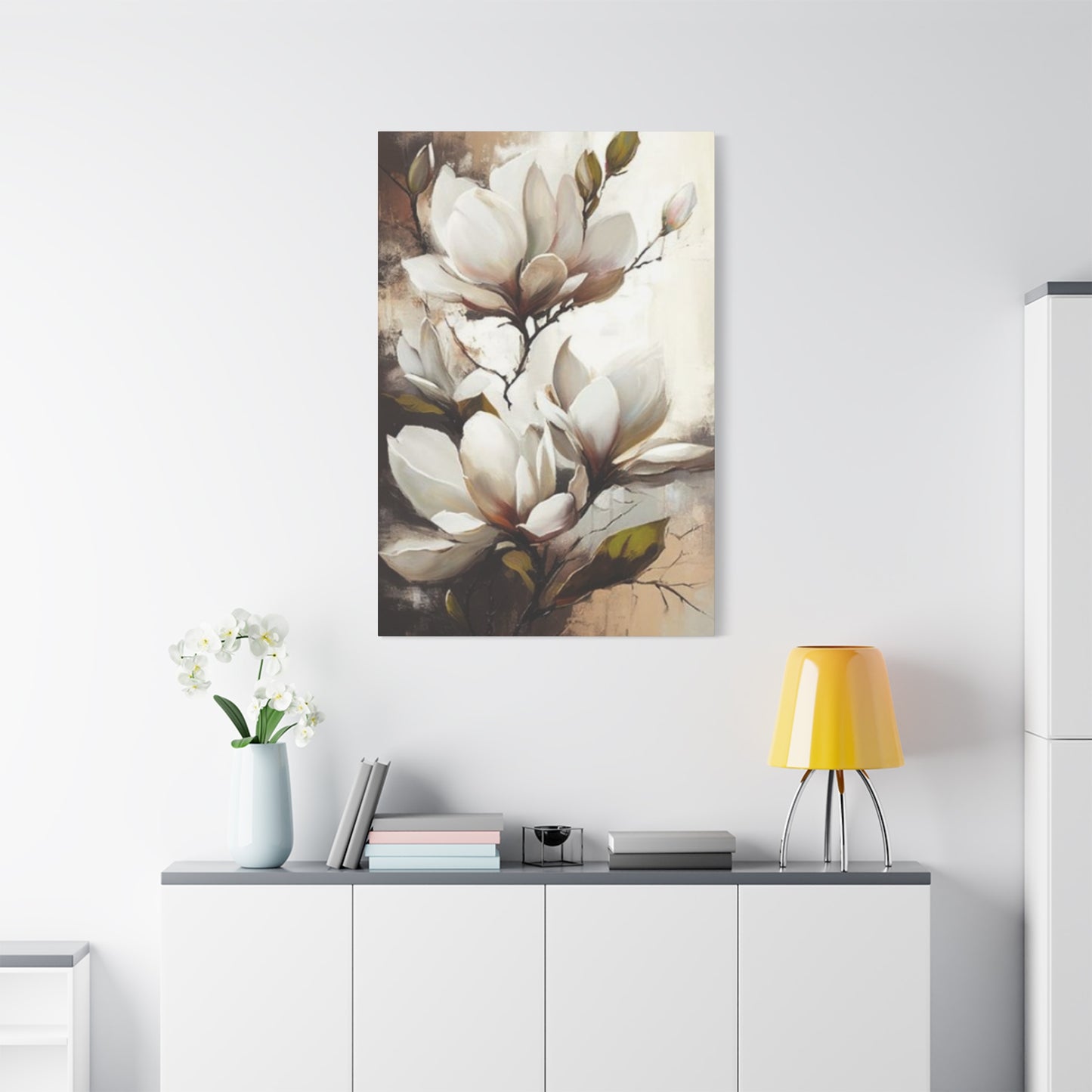 White Magnolia Flower Plant Painting Wall Art & Canvas Prints