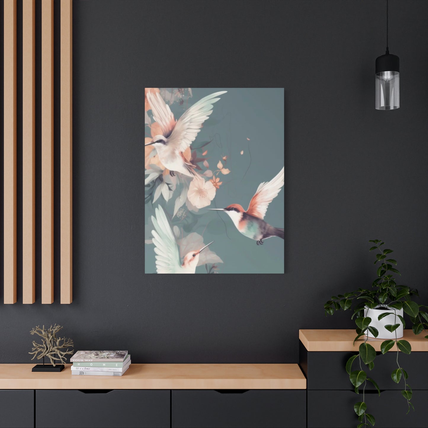 White Humming Birds Painting Wall Art & Canvas Prints