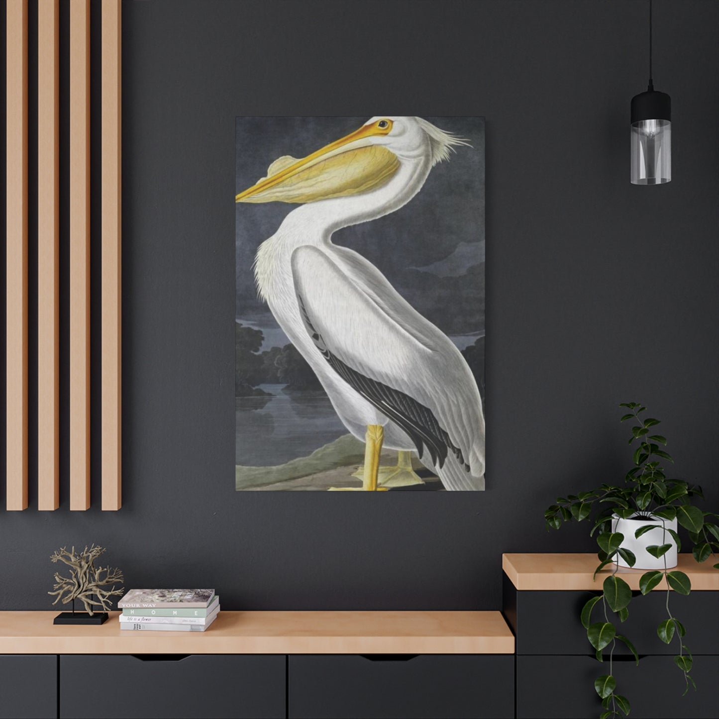 Long Fat Beak Pelican Candid Drawing Wall Art & Canvas Prints