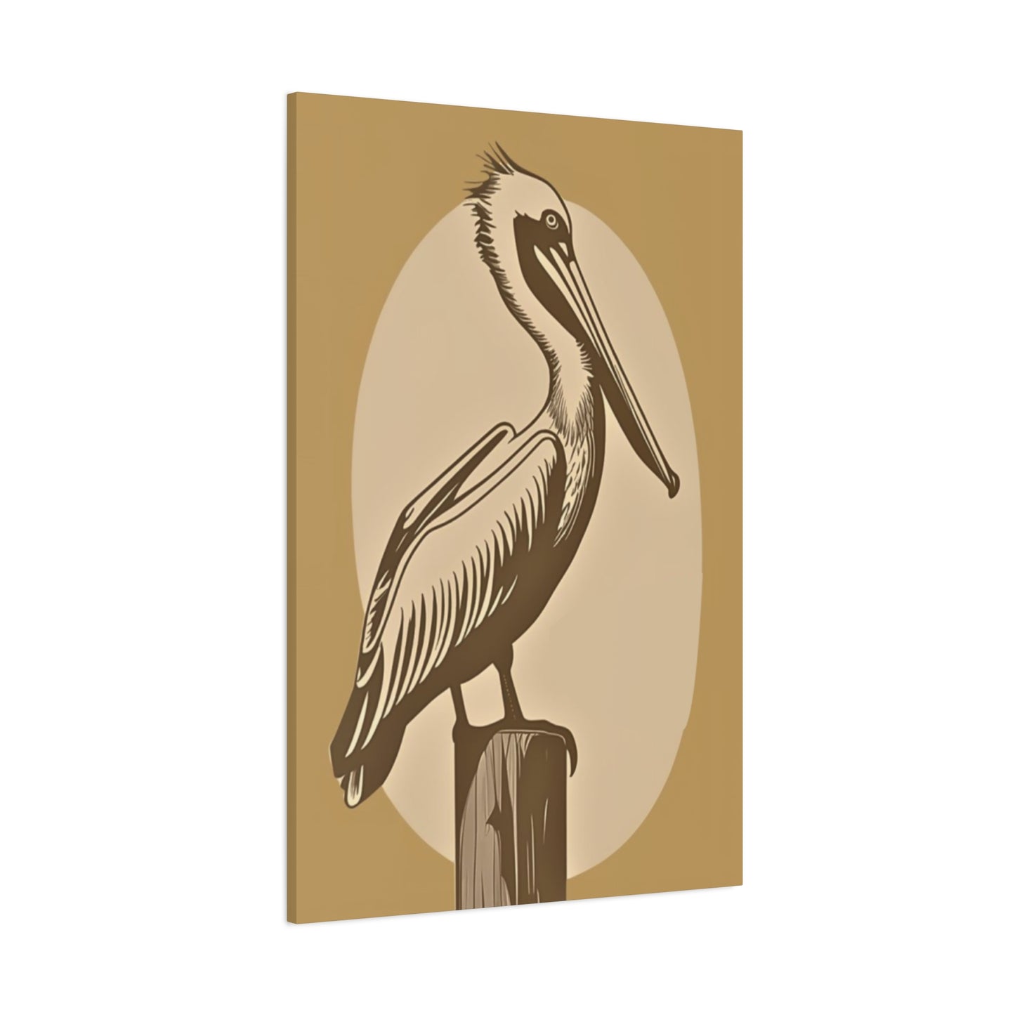 Long Beak Pelican Brown Painting Wall Art & Canvas Prints