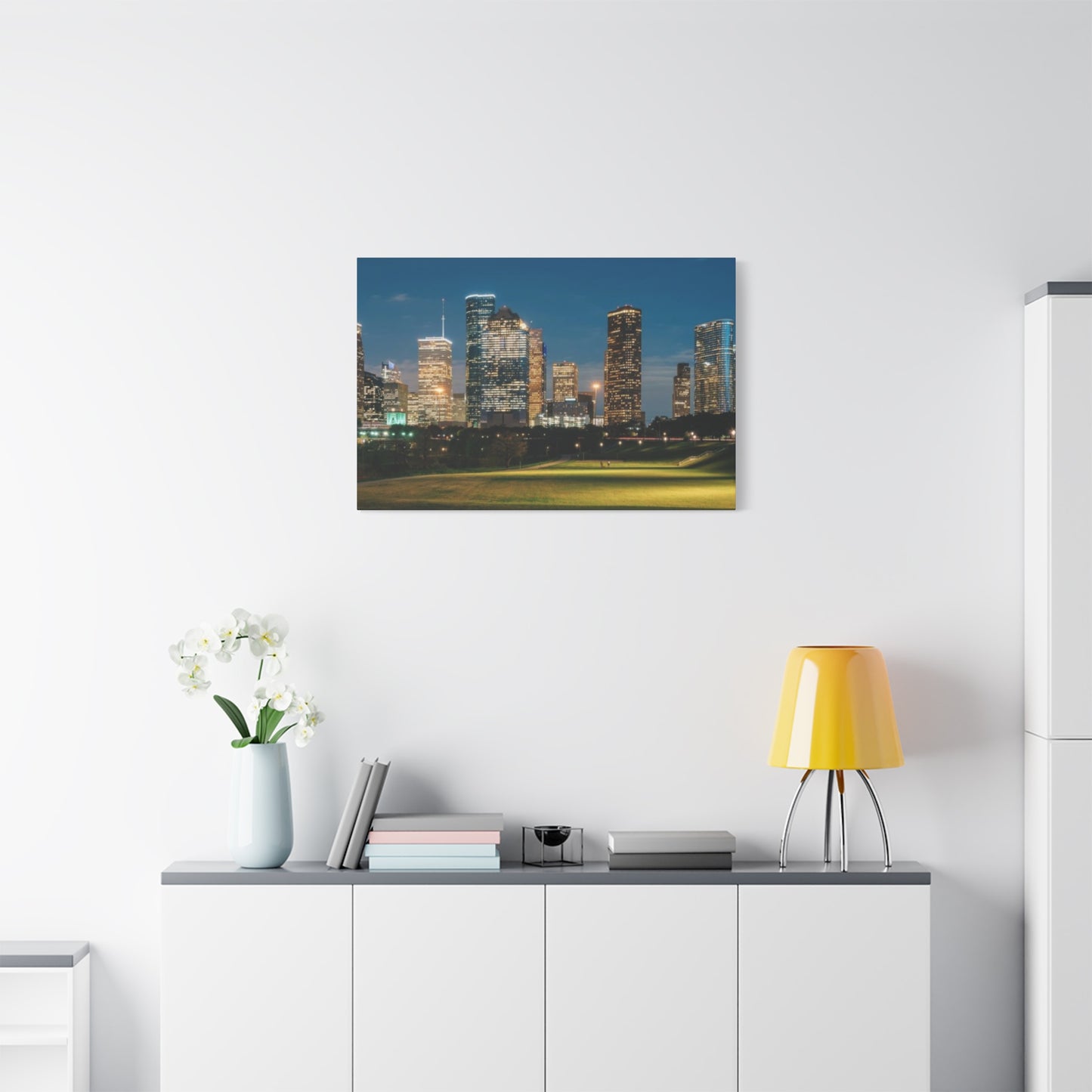 Night view of Houston Skyline Wall Art & Canvas Prints