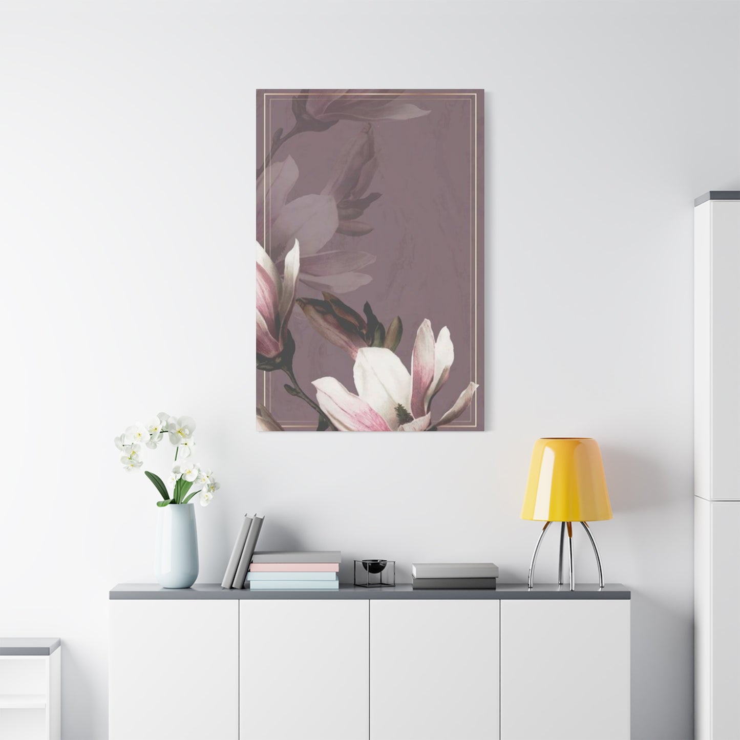 Purple Magnolia Flower with Painting Wall Art & Canvas Prints