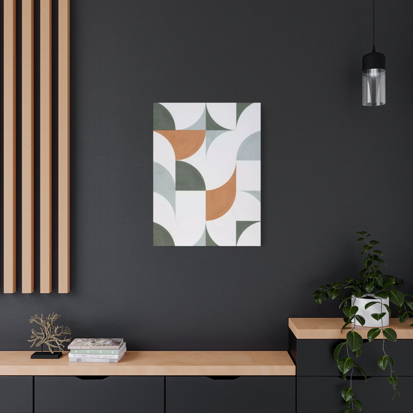 White & Olive Green Pattern Drawing Wall Art & Canvas Prints