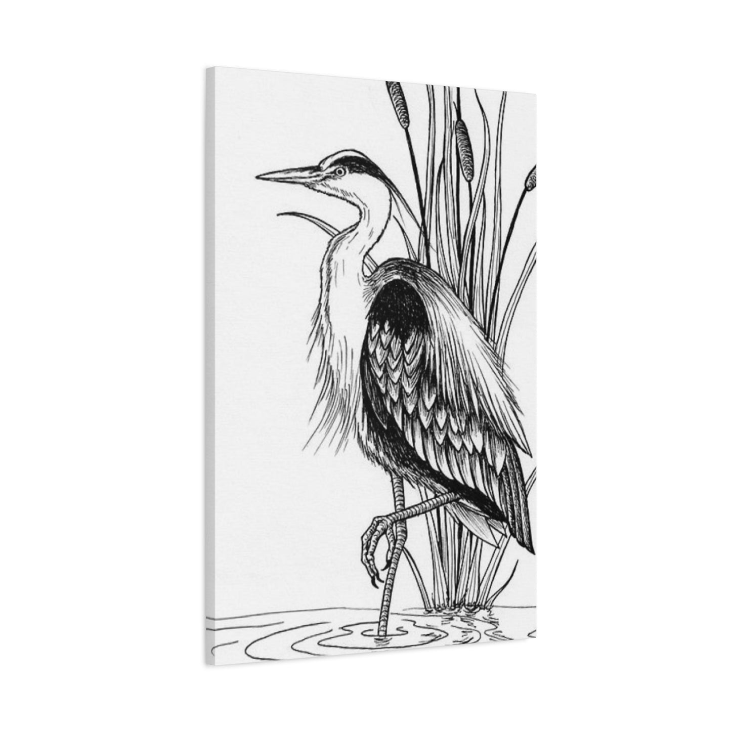 White Heron Drawing Wall Art & Canvas Prints