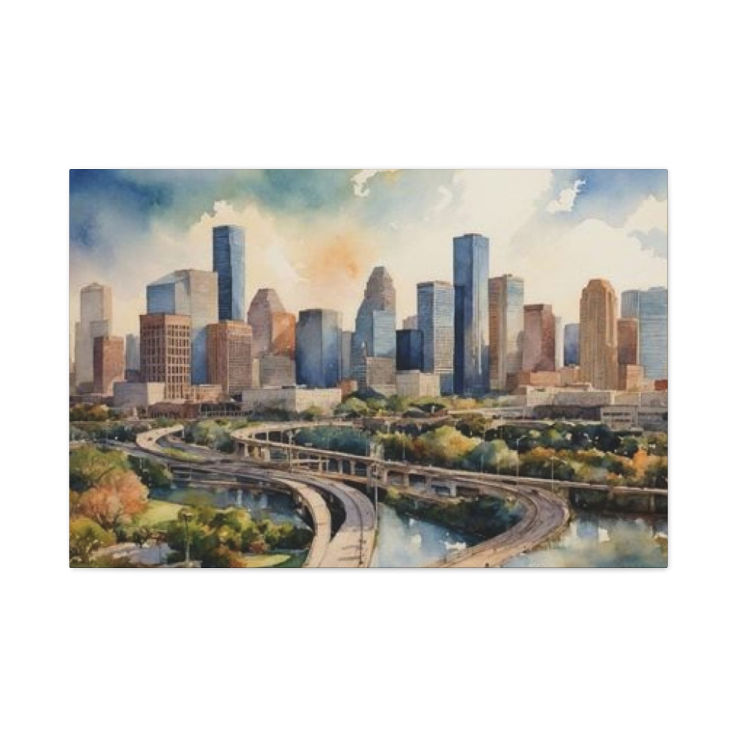 Houston Skyline Painting Wall Art & Canvas Prints