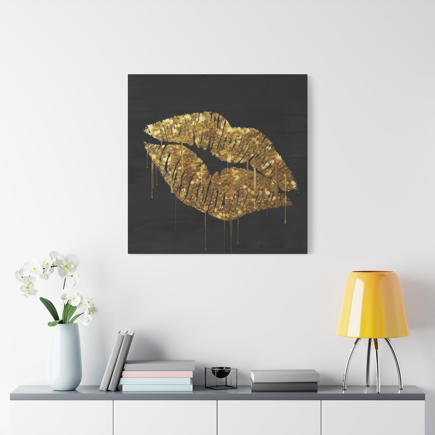 Golden Lips Wall Art & Canvas Prints