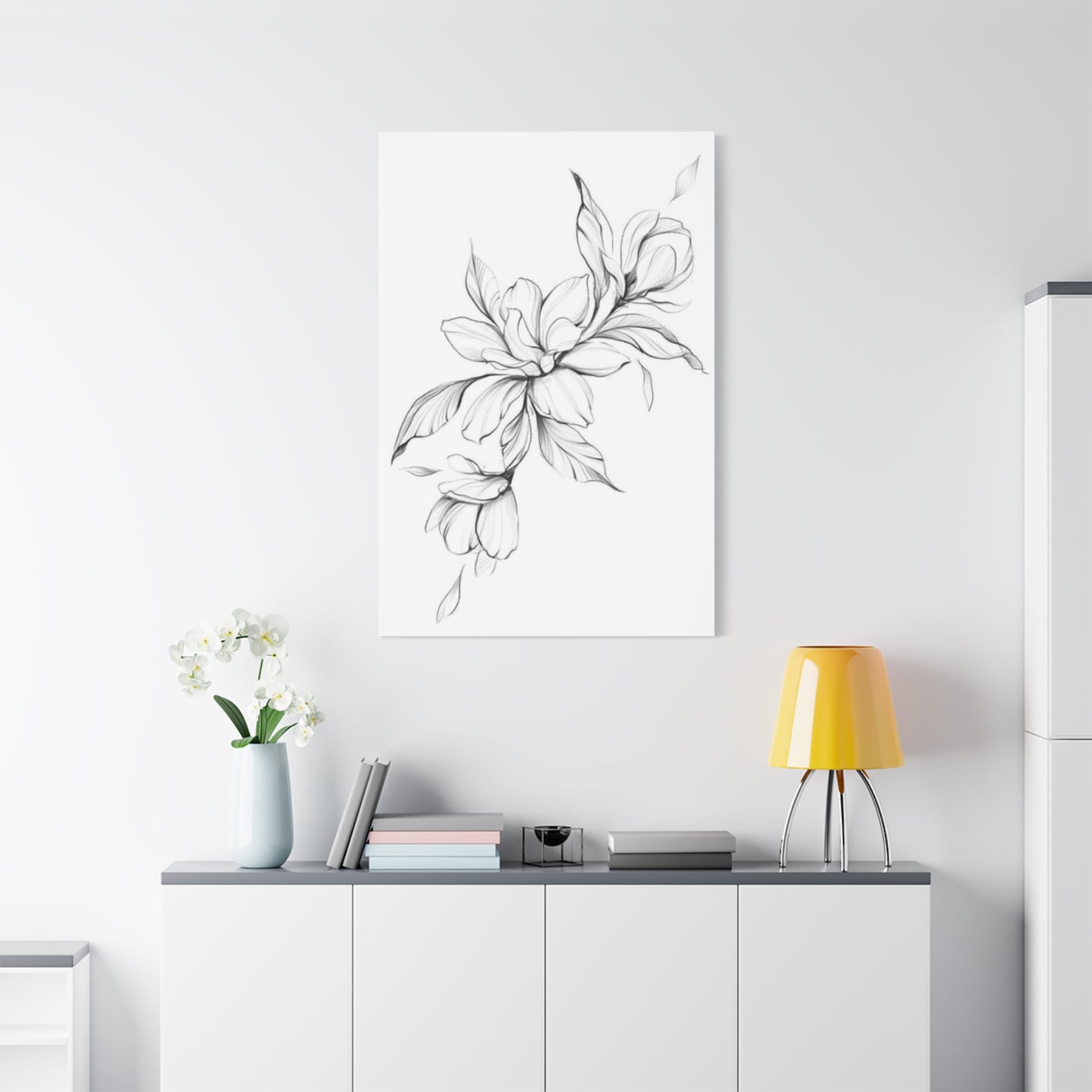 Greyscale Magnolia Flower Painting Wall Art & Canvas Prints