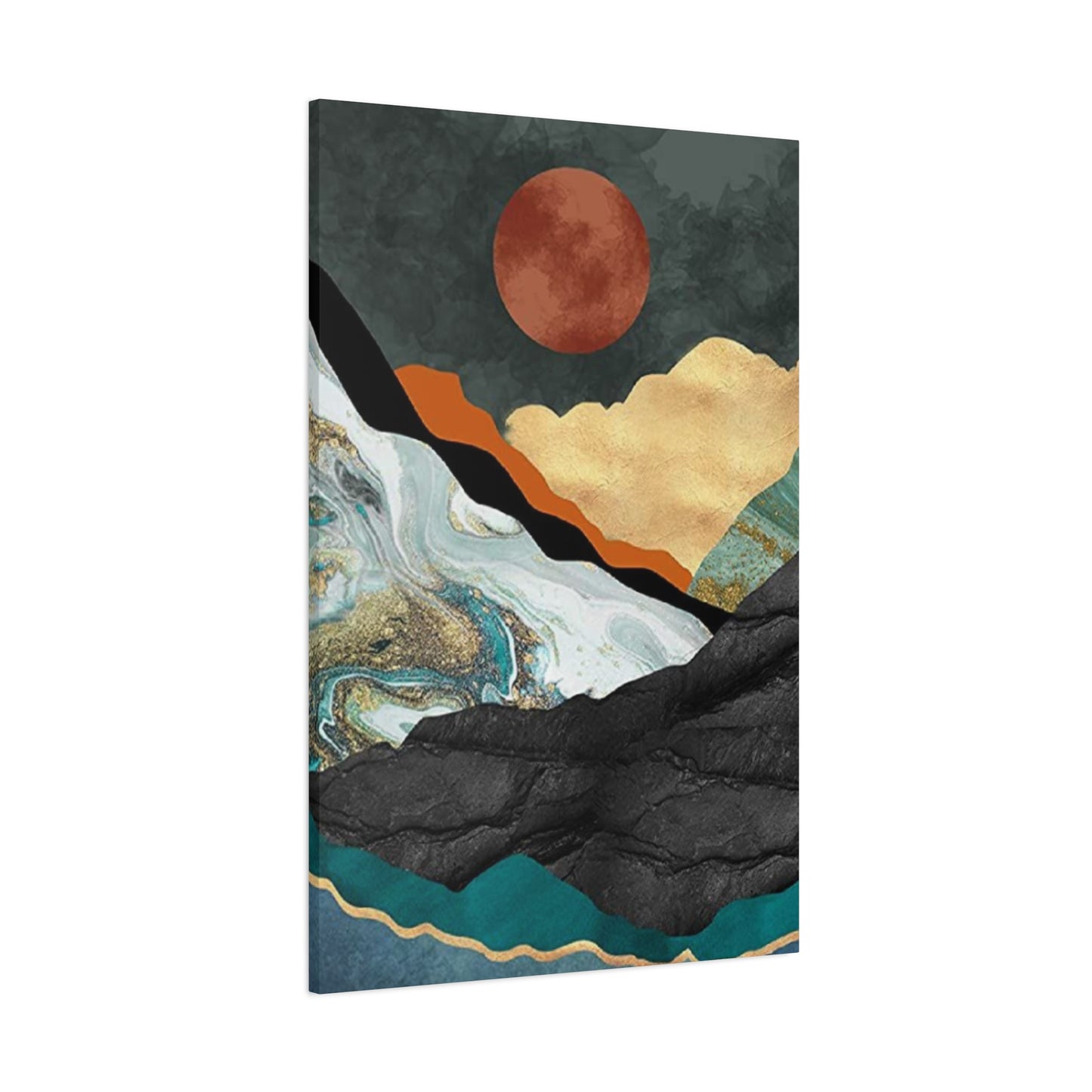 Full Moon In Mountains Modernism Wall Art & Canvas Prints