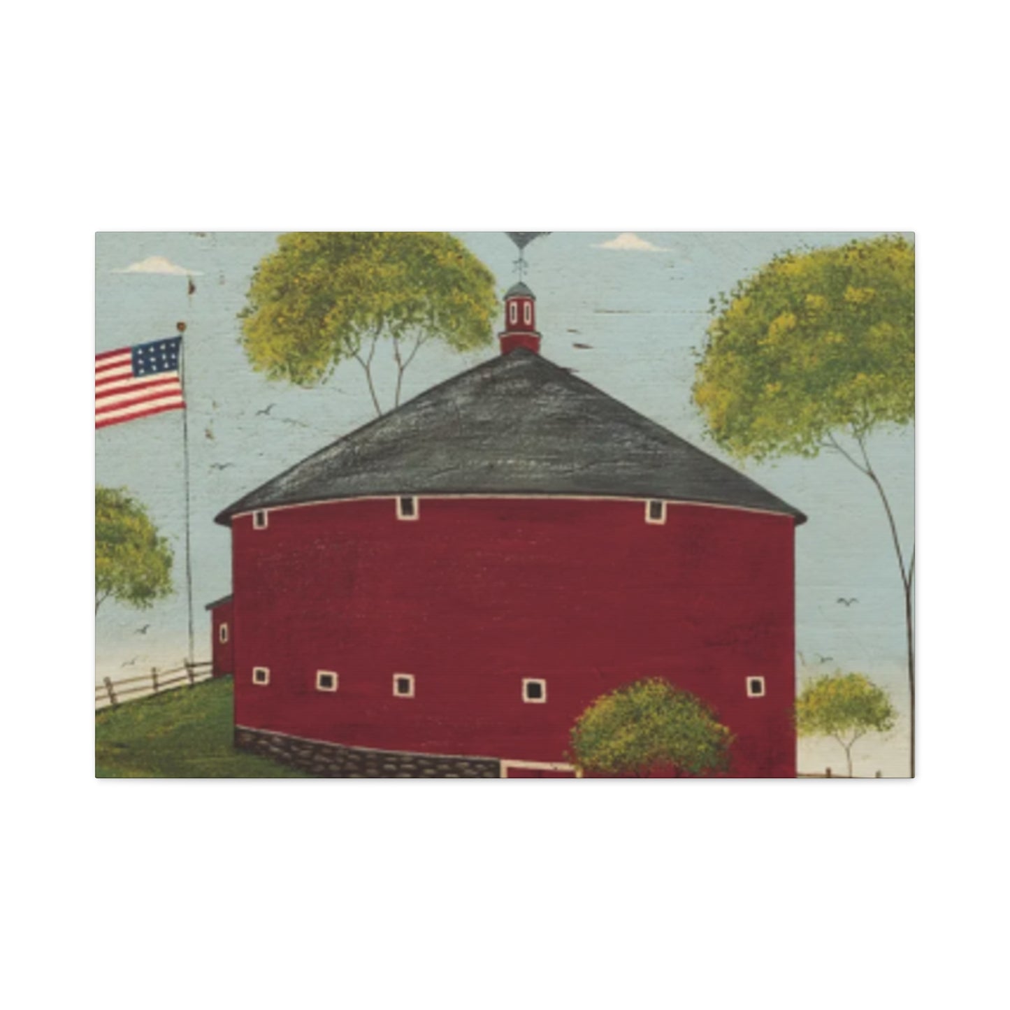 Red House And Flag Kimble Warren Wall Art & Canvas Prints