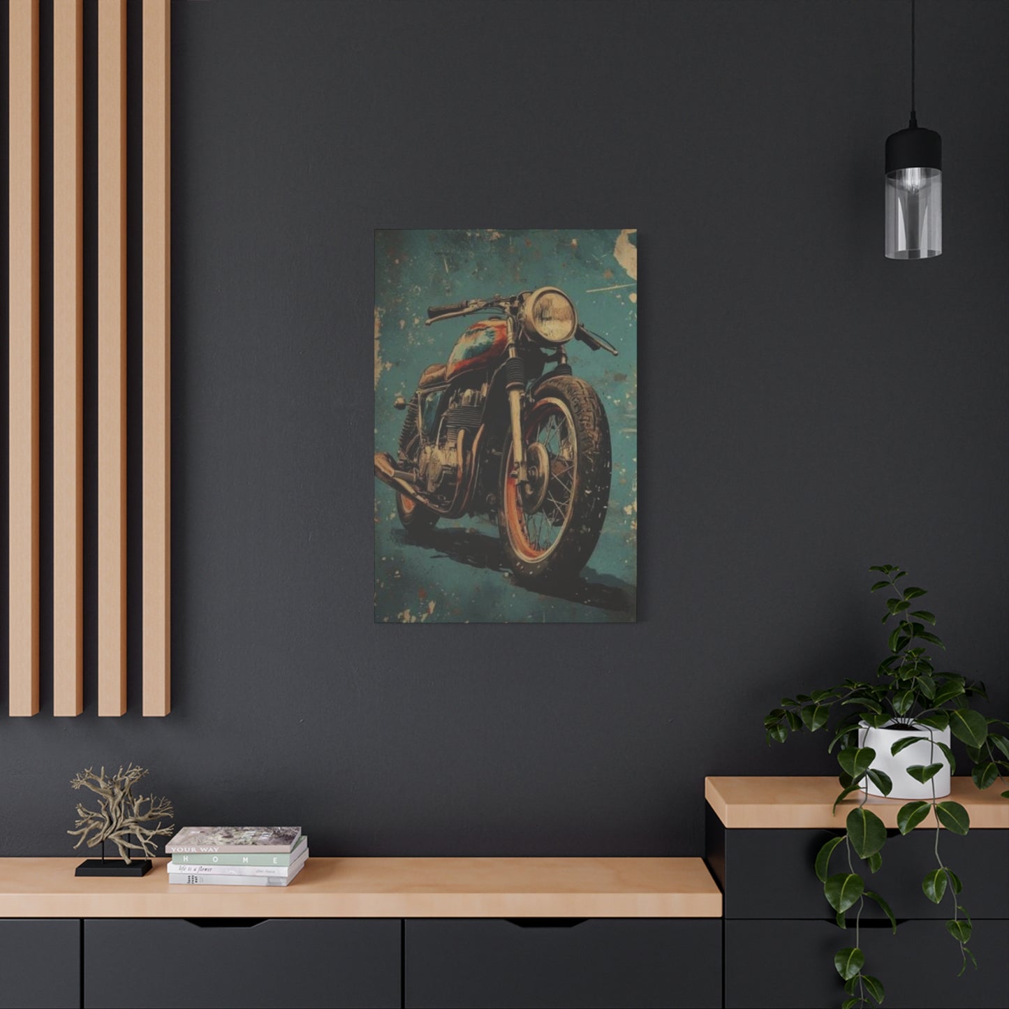 Blue Red Classic Poster Motorcycle Wall Art & Canvas Prints