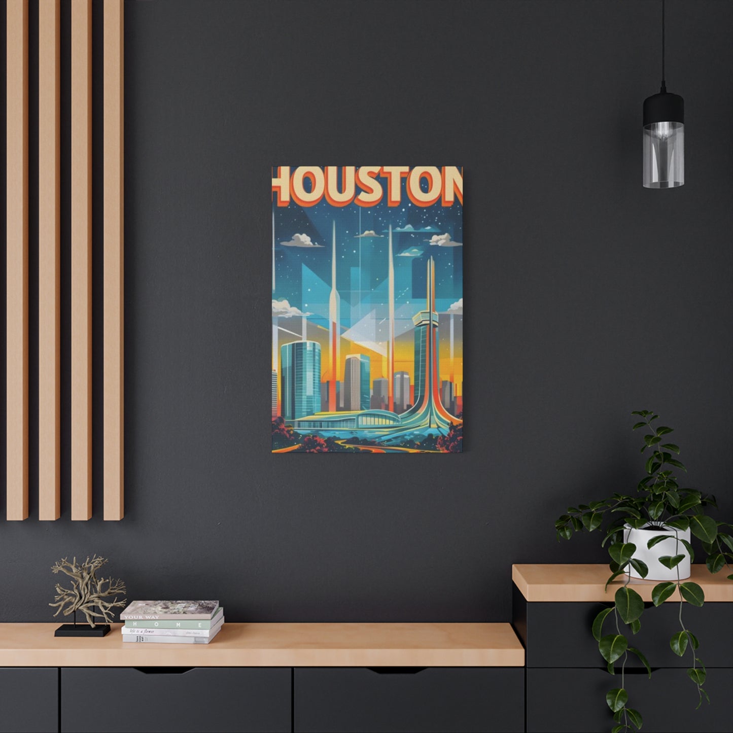 Sci-fi Houston Skyline Painting Wall Art & Canvas Prints