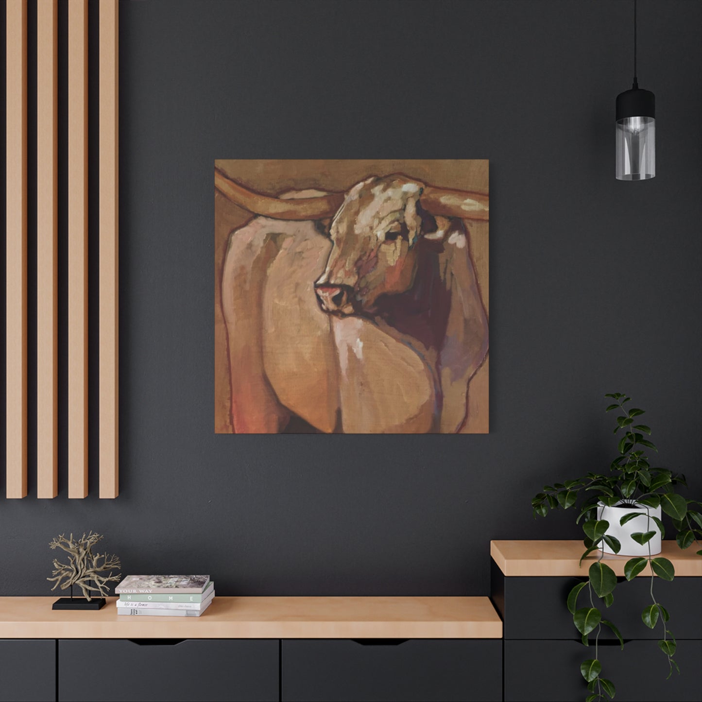 Bull Long Horn Painting Wall Art & Canvas Prints