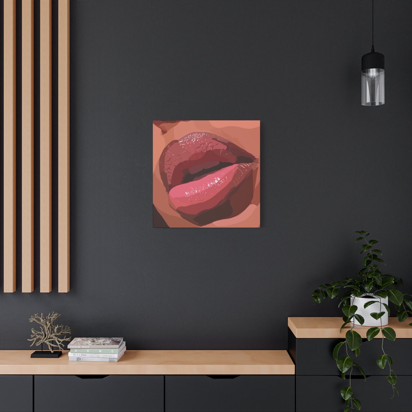 Model Dark Lips Painting Wall Art & Canvas Prints