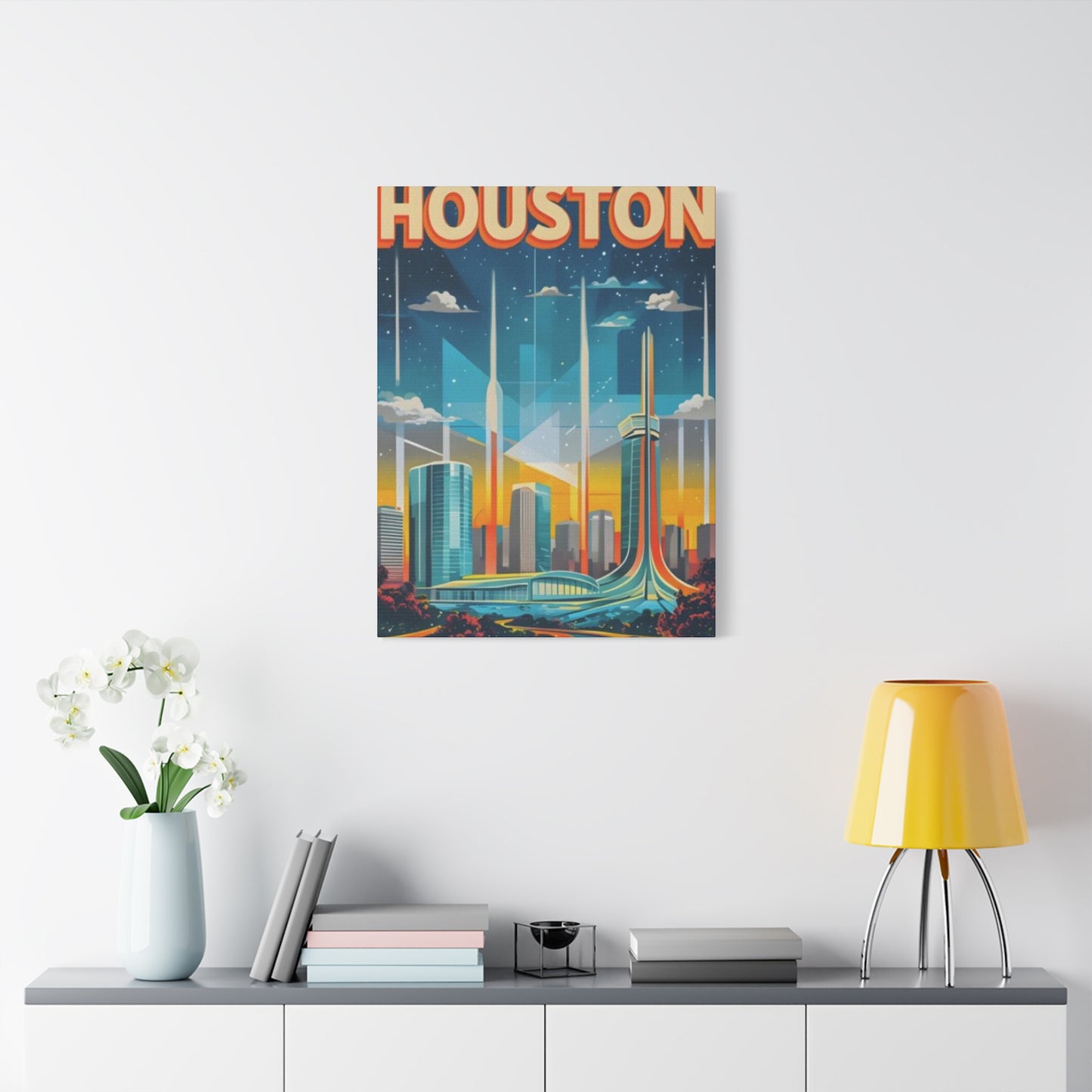 Sci-fi Houston Skyline Painting Wall Art & Canvas Prints