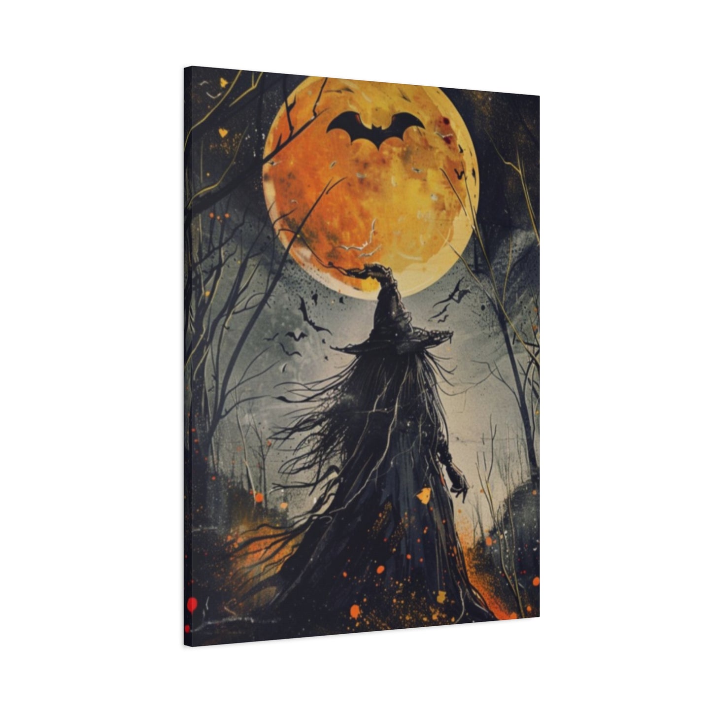 Full Moon Halloween Painting Wall Art & Canvas Prints