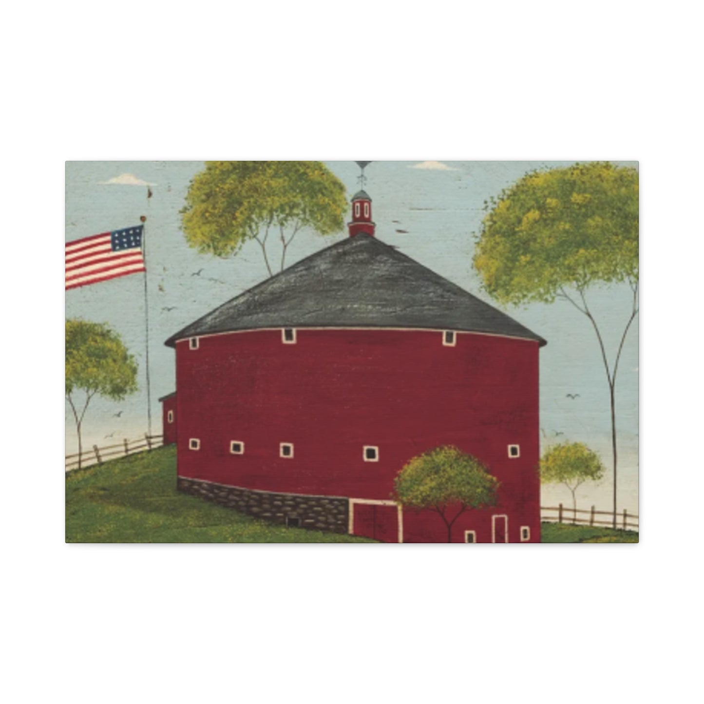 Red House And Flag Kimble Warren Wall Art & Canvas Prints