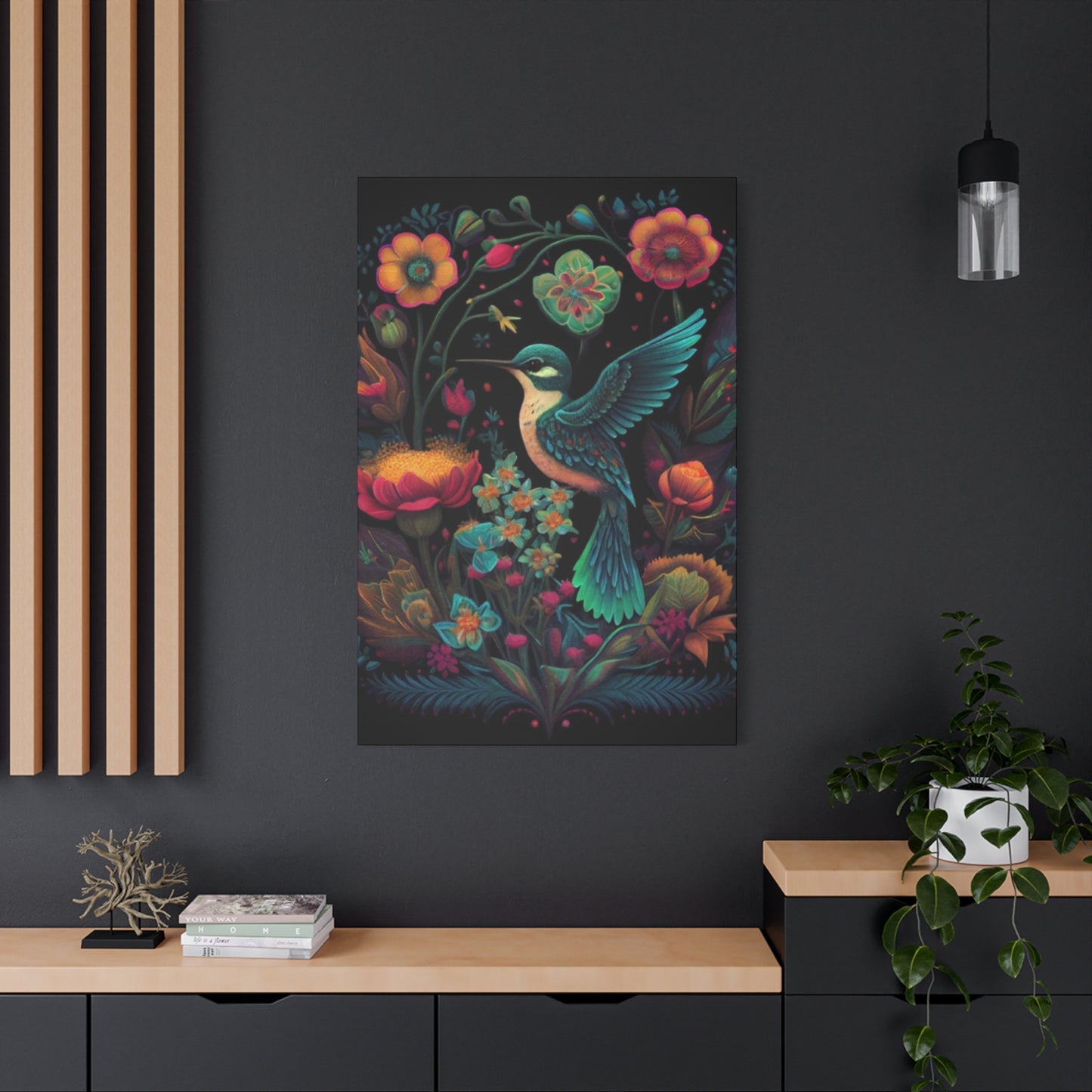 Humming Bird Closeup Painting Wall Art & Canvas Prints