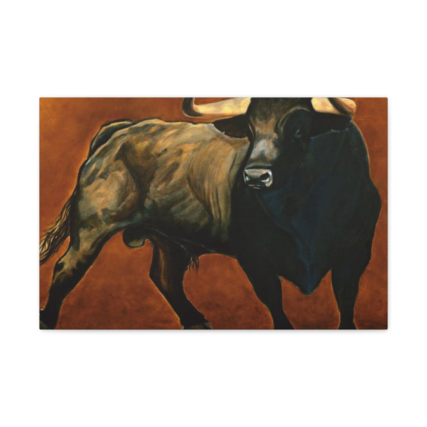 Old Hairy Black Bull Long Horns Wall Art & Canvas Prints