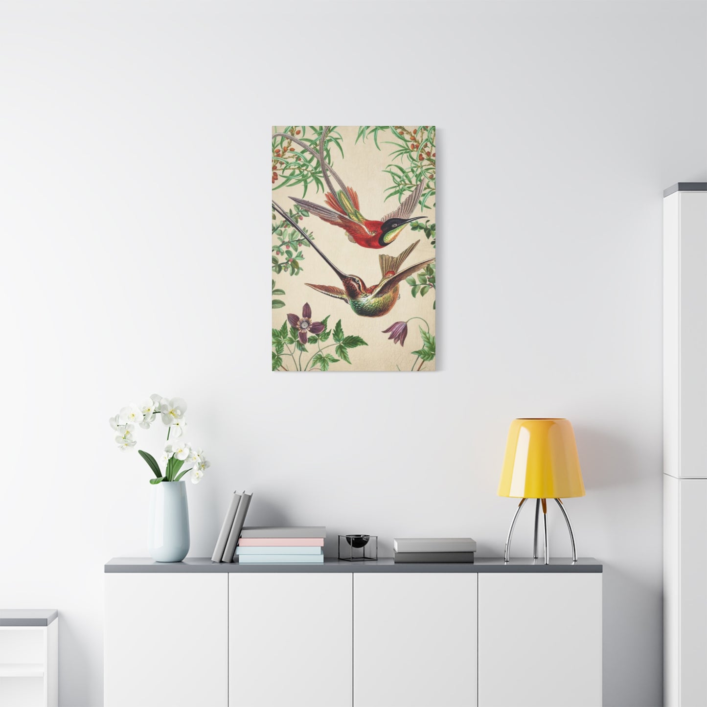 Humming Bird Couple Candid Painting Wall Art & Canvas Prints