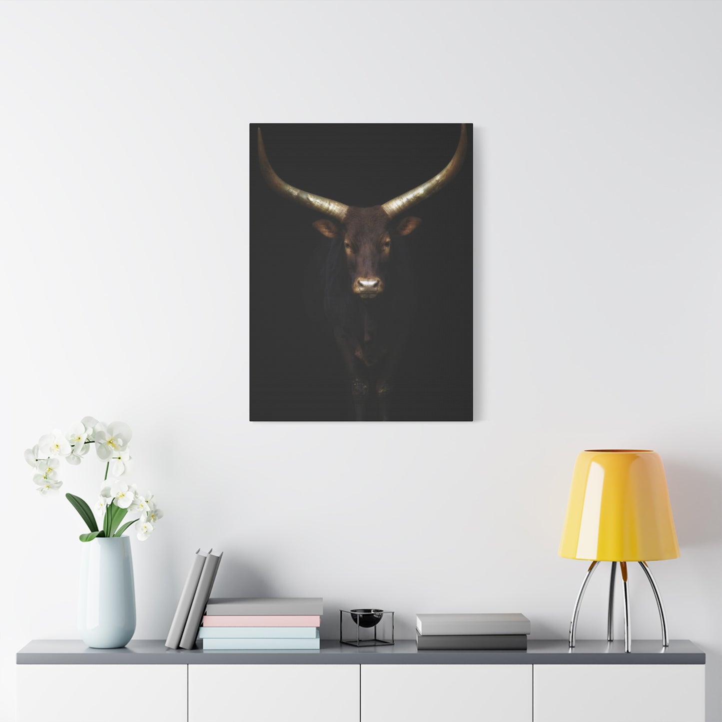 Wild Black Buffalo Longhorn Photos Wall Art & Canvas Prints