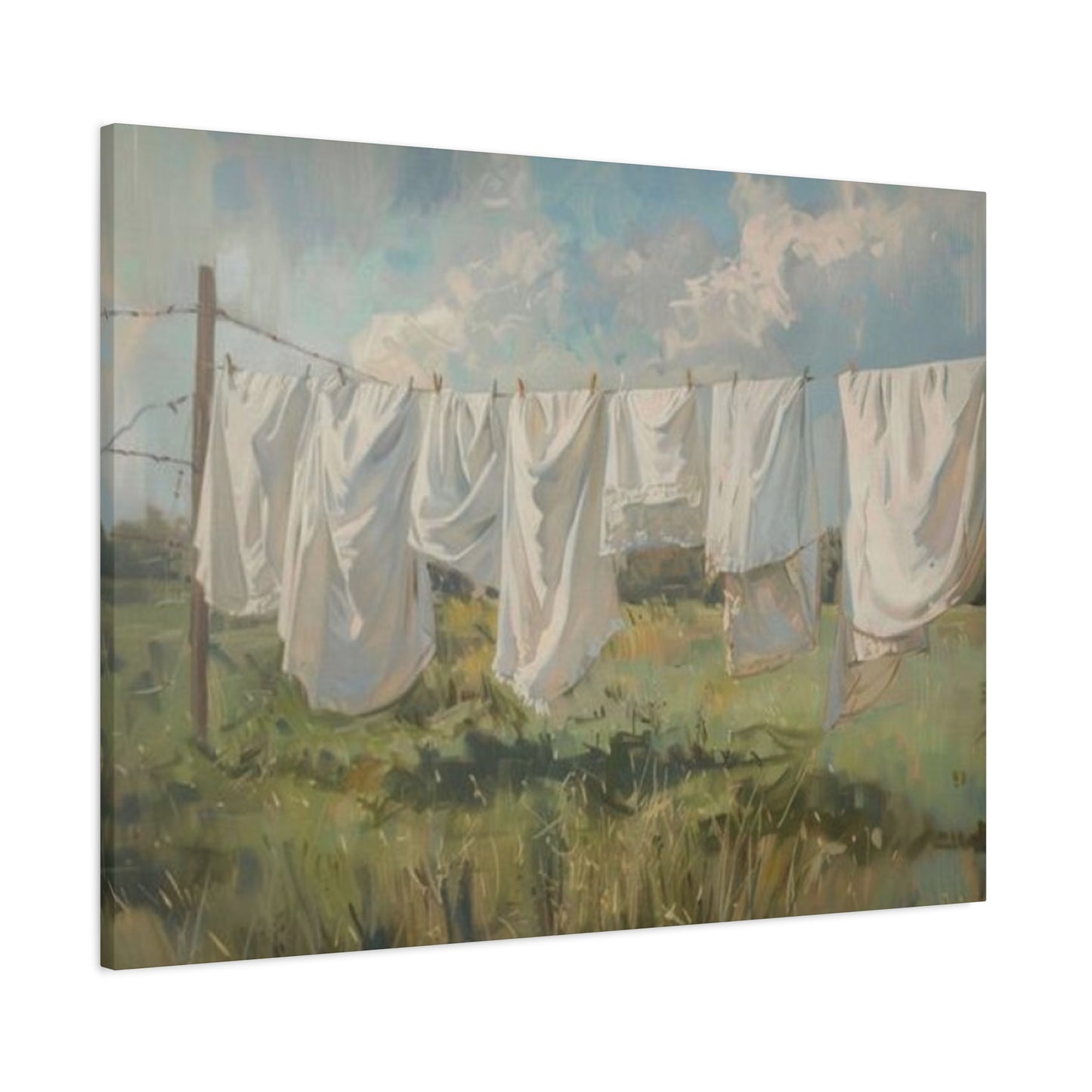 White Clothes Drying Laundry Wall Art & Canvas Prints