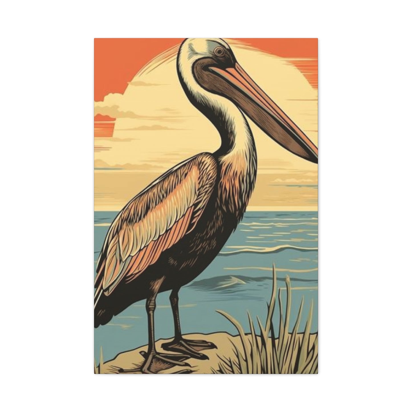 Colorful Painting Of A Pelican Wall Art & Canvas Prints