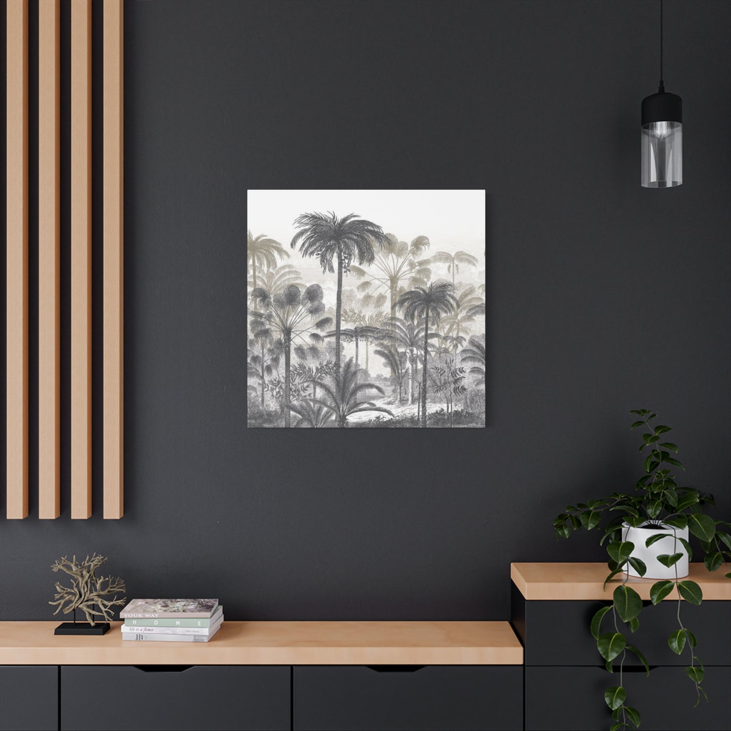 Monochrome Palm Tree Painting Wall Art & Canvas Prints