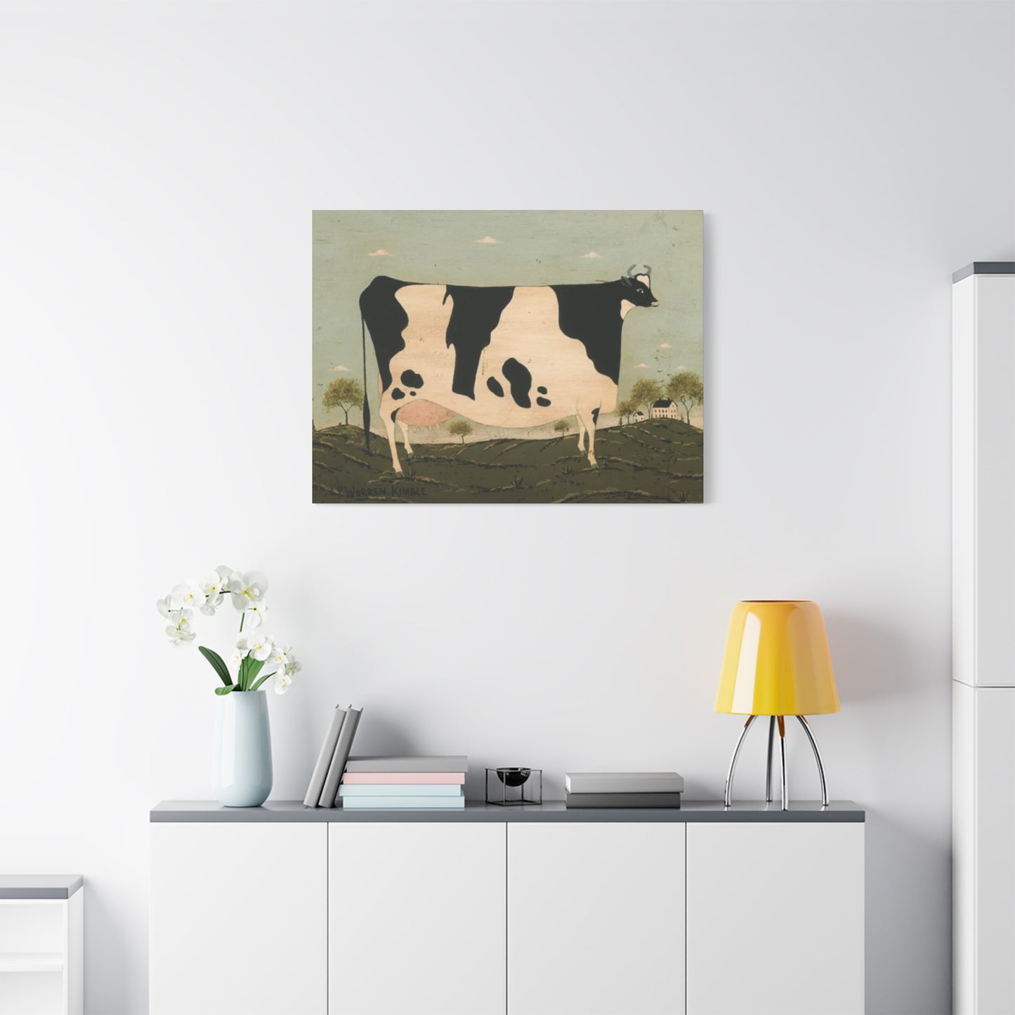 Black And White Cow Kimble Warren Wall Art & Canvas Prints