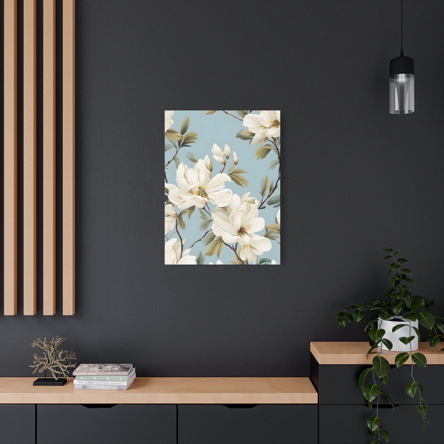 Blue Magnolia Flower Family Painting Wall Art & Canvas Prints